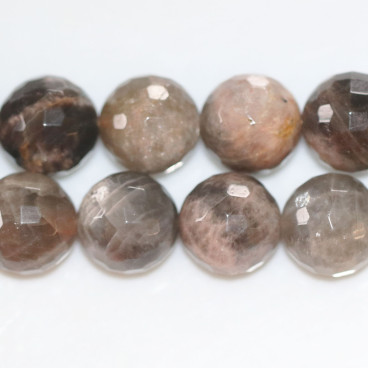 Sun stone grey 12 mm round faceted bead - BeauMonde Bijoux