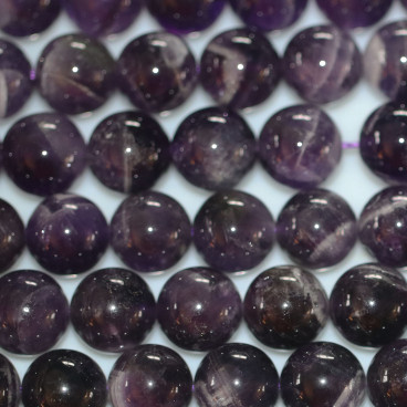 BeauMonde Bijoux - Améthyste chevron 10 mm environ perle ronde A+ Brésil