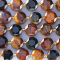 Oeil de tigre 3 couleurs 10 mm environ médaillon facetté Afrique du Sud - BeauMonde Bijoux