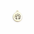 BeauMonde Bijoux - Médaille plate arbre de vie 10mm environ avec anneau acier inoxydable doré 304