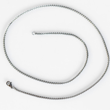 Chaine acier inoxydable 2mm environ, longueur total chaine 50 cm environ - BeauMonde Bijoux