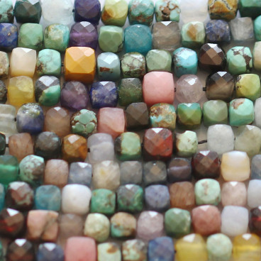 Multi stones about 4/4.5 mm irregular faceted square of variable sizes and various stones - BeauMonde Bijoux