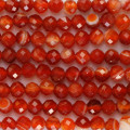 Agate orange 4 mm environ perle ronde veinée facettée Brésil (agate chauffée)