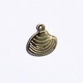 Coquillage plat 12x14 mm environ, avec anneau, acier inoxydable doré