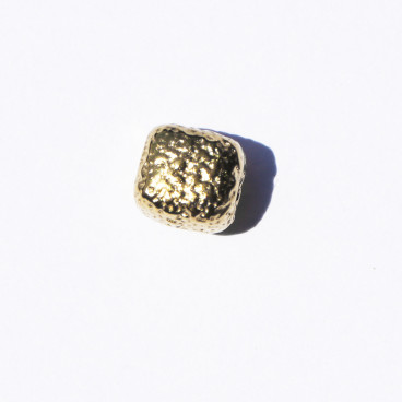 Tonneau martelé 6 mm environ, avec trou 2.5 mm environ, acier inoxydable doré - BeauMonde Bijoux