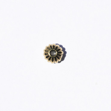 Rondelle striée 6 mm environ, trou de 1.4 mm environ, acier inoxydable doré - BeauMonde Bijoux