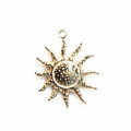 Pendentif soleil 18 mm environ, avec anneau, acier inoxydable doré