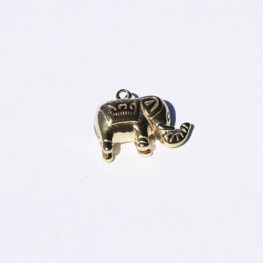 Eléphant 10.5x16.8 mm environ, épaisseur 6.7 mm environ, avec anneau, acier inoxydable doré - BeauMonde Bijoux