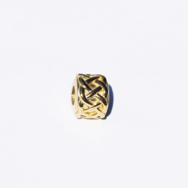 Rondelle motif croisé 8.5x10.8 mm environ, diamètre trou 4.7 mm environ acier inoxydable doré
