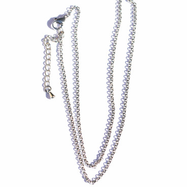 Chaine jaseron 1mm longueur 50 cm environ + chainette d'extension acier inoxydable - BeauMonde Bijoux