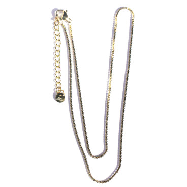BeauMonde Bijoux - Chaine vénitienne 1 mm environ de longueur 38 cm environ + chainette d'extension acier inoxydable doré 304