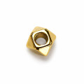 Perle taillée 7.7 mm environ, trou de 3.5 mm environ, acier inoxydable doré