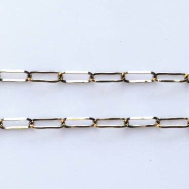 BeauMonde Bijoux - Chaine rectangle arrondi 2.9x7.9mm environ en acier inoxydable doré 316 vendue par deux mètres