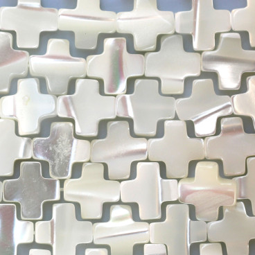 BeauMonde Bijoux - Nacre 8x8 mm environ croix blanche Indonésie