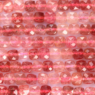 Quartz strawberry 4x4mm environ carré facetté Brésil - BeauMonde Bijoux