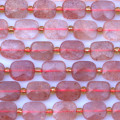 Strawberry quartz 8x10 mm environ rectangle plat facetté Brésil