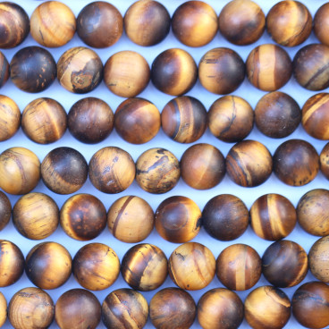 Oeil de tigre 6/6.3 mm environ perle ronde mat médium A+ Afrique du Sud - BeauMonde Bijoux
