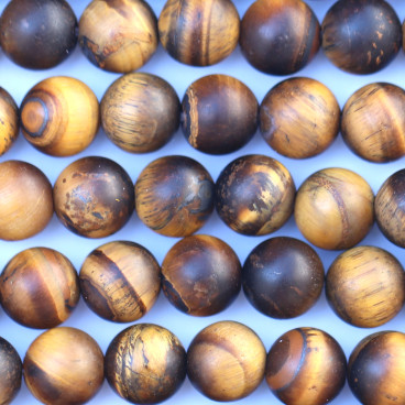 Oeil de tigre 8/8.4 mm environ perle ronde mat médium A+ Afrique du Sud - BeauMonde Bijoux