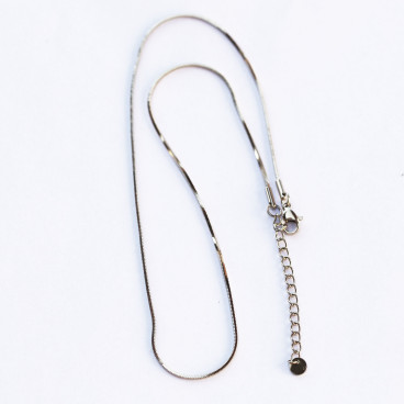 Chaine serpent carré 1mm environ longueur 40cm environ + chainette d'extension acier inoxydable 304 - BeauMonde Bijoux