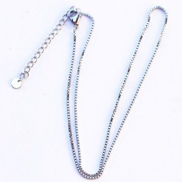Chaine venitienne 1.5mm environ longueur 38cm environ + chainette d'extension acier inoxydable 316 - BeauMonde Bijoux