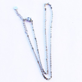 Chaine ovale plat 2x2.5mm environ longueur 40cm environ + chainette d'extension acier inoxydable 316 - BeauMonde Bijoux
