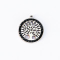 BeauMonde Bijoux - Médaille arbre de vie strass noir 15mm + anneau acier inoxydable 304