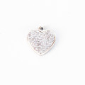 Pendentif coeur strass 12x12.5mm + anneau acier inoxydable 304