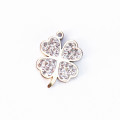 Pendentif trefle strass 12x16mm + anneau acier inoxydable 304