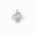 Pendentif trèfle arrondi strass 15.5x17.5mm + anneau acier inoxydable 304