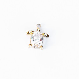 BeauMonde Bijoux - Tortue strass 11.6x10.4mm + anneau acier inoxydable 304