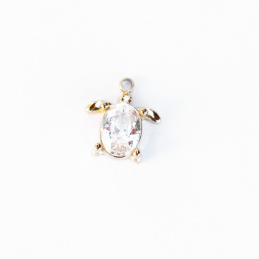 BeauMonde Bijoux - Tortue strass 11.6x10.4mm + anneau acier inoxydable 304