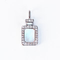 BeauMonde Bijoux - Pendentif rectangle 9.5x20.5mm nacre + strass anneau de profil acier inoxydable 304