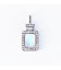 Pendentif rectangle 9.5x20.5mm nacre + strass anneau de profil acier inoxydable 304