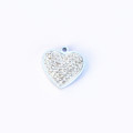 Pendentif coeur strass 12x12.5mm + anneau acier inoxydable 304