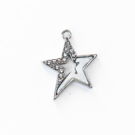 BeauMonde Bijoux - Pendentif étoile strass et nacre 16x18mm + anneau acier inoxydable 304