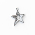 Pendentif étoile strass et émail 16x18mm + anneau acier inoxydable 304