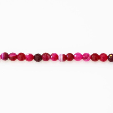 BeauMonde Bijoux - Agate 6/6.2 mm fushia veinée perle facettée