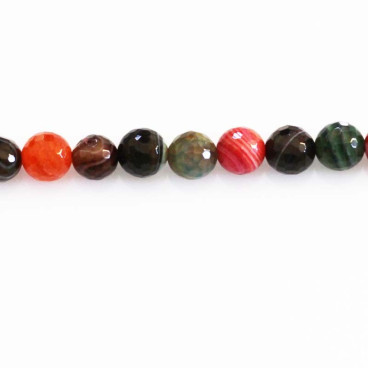 BeauMonde Bijoux - Agate 8 mm perle facetée tons rouge