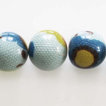 BeauMonde Bijoux - Perle en bois 15 mm tons turquoise Indonésie
