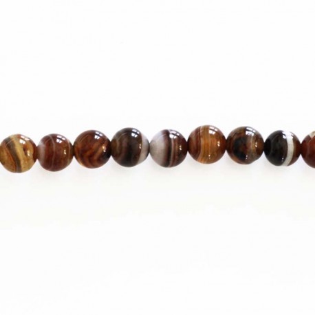 Agate 6 mm round bead brown veined - BeauMonde Bijoux