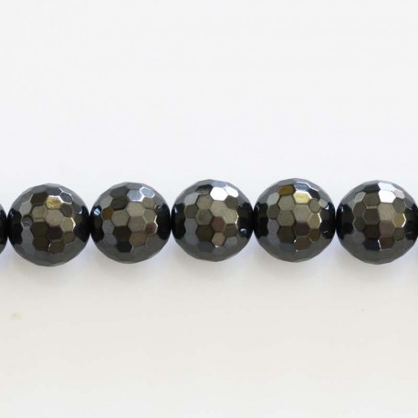 BeauMonde Bijoux - Hématite 10 mm environ perle ronde facetée