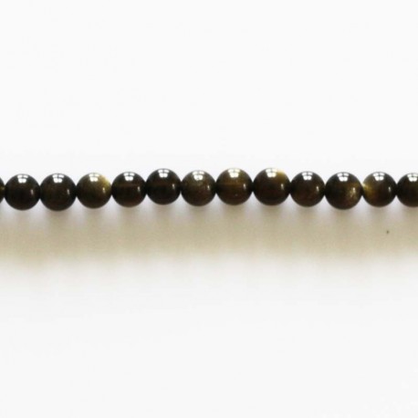 BeauMonde Bijoux - Obsidienne gold 4 mm perle ronde A+ Mexique