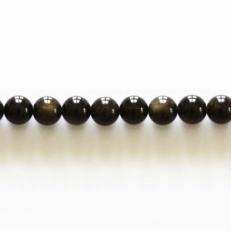 BeauMonde Bijoux - Obsidienne gold 6 mm perle ronde A+ Mexique