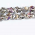 Perle 12 mm verre de Bohême grandes facettes vitrail