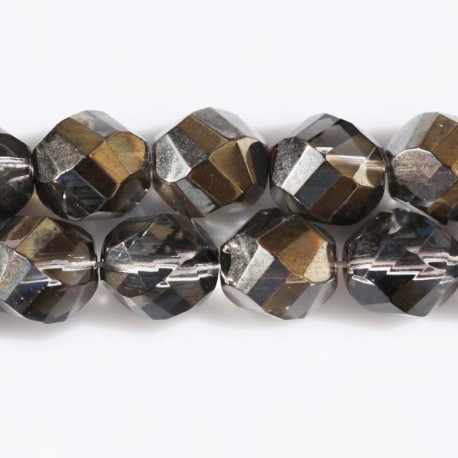 BeauMonde Bijoux - Perle 12 mm verre de Bohême grandes facettes silver