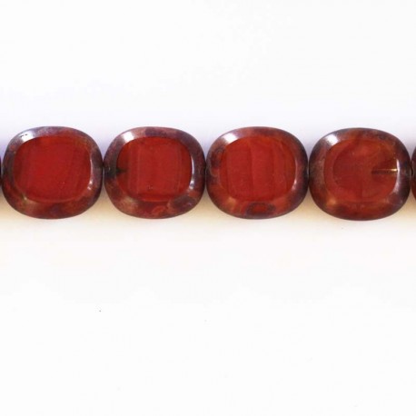 BeauMonde Bijoux - Perle 17x16 mm de bohême rectangle rouge