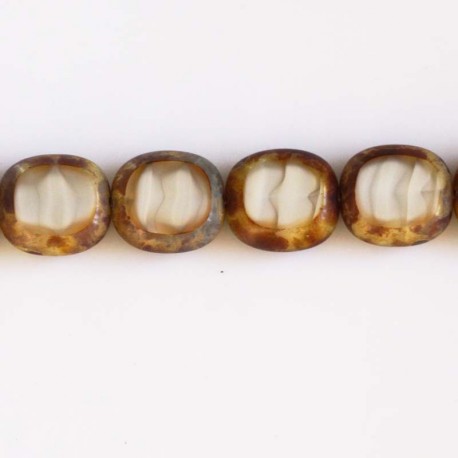 Bohemian bead 17 x 16 mm rectangle grey - BeauMonde Bijoux