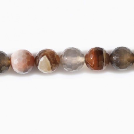 Agate Botswana 10 mm bead round faceted - BeauMonde Bijoux