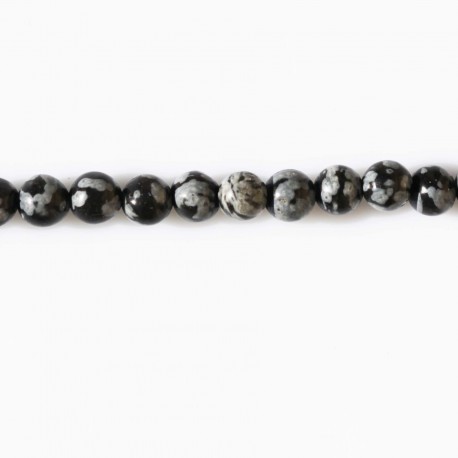 Snow obsidian 4 mm round bead Africa - BeauMonde Bijoux