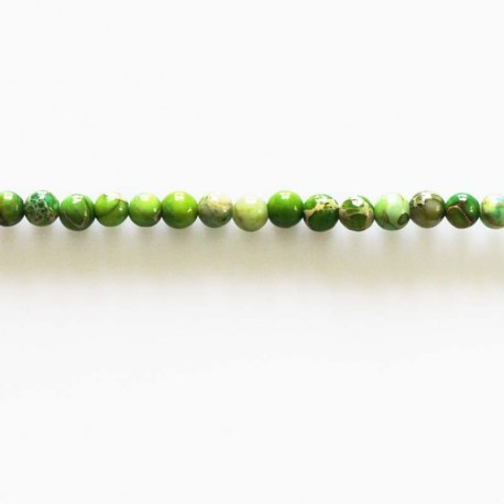 BeauMonde Bijoux - Jaspe impression 4 mm vert perle ronde teinté A Chine
